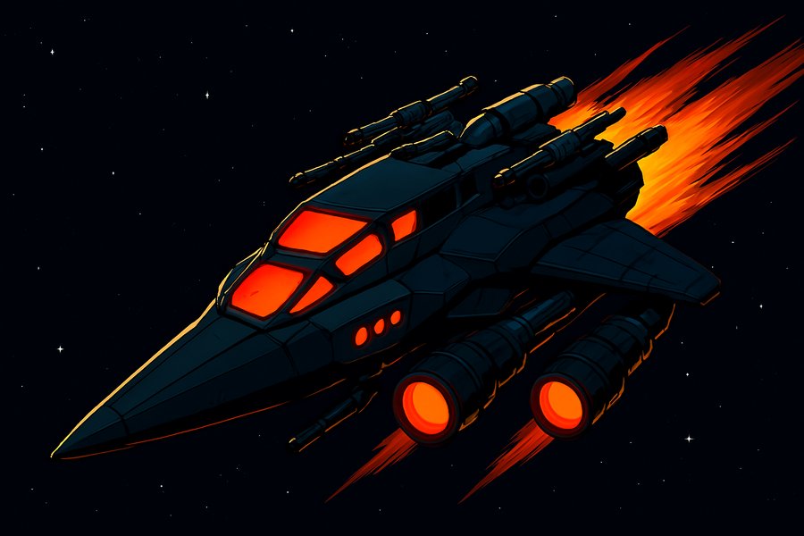 A hostile faction's boss ship — a fast, aggressive attack cruiser