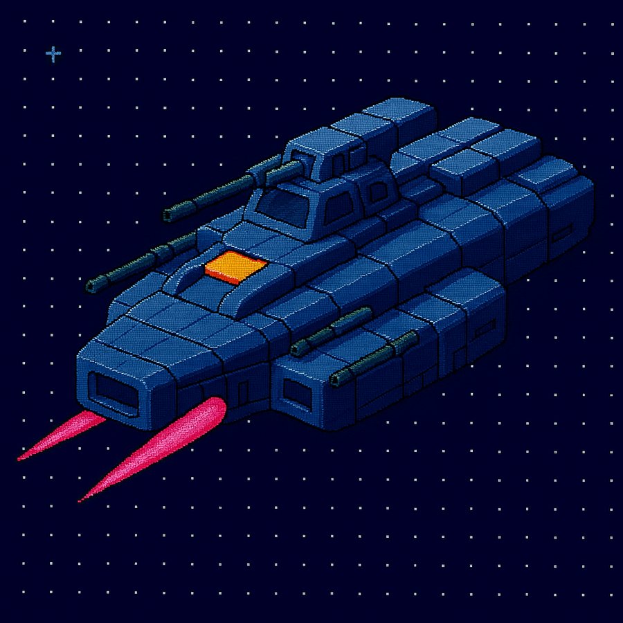 A hostile faction's boss ship — a heavily armored, sturdy warship